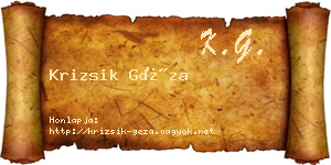 Krizsik Géza névjegykártya