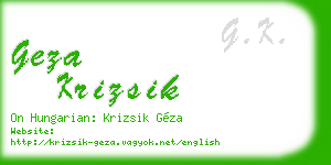 geza krizsik business card