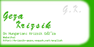 geza krizsik business card
